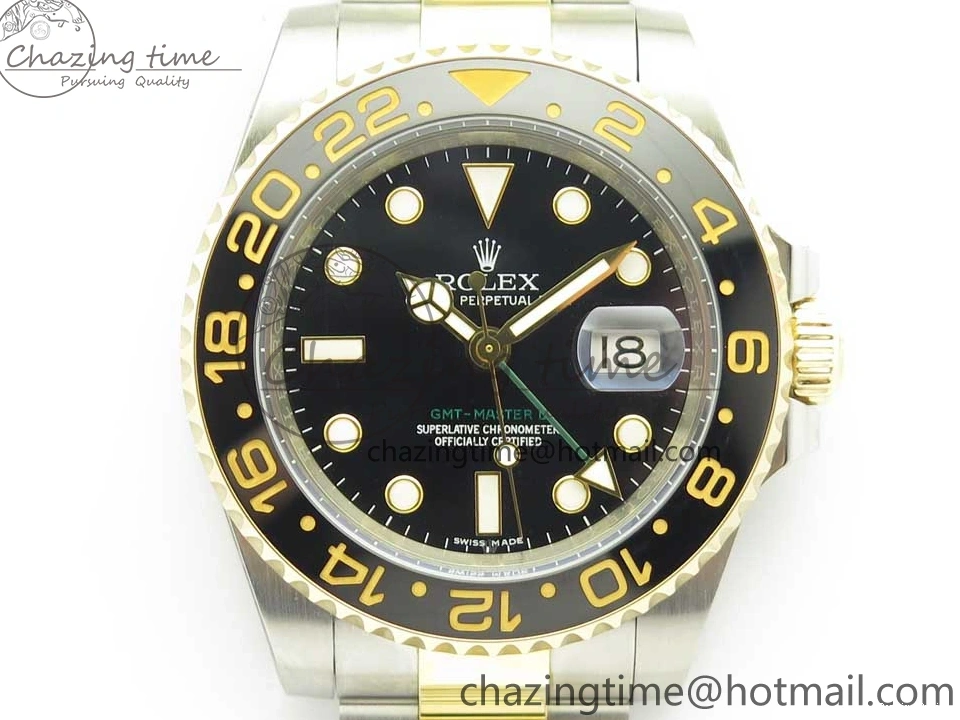 1219 Tailored GMT-Master II 116713 LN Black Ceramic Thick YG Wrapped 904L Steel 1:1 Noob Best Edition A3187 (Correct Hand Stack) 3304